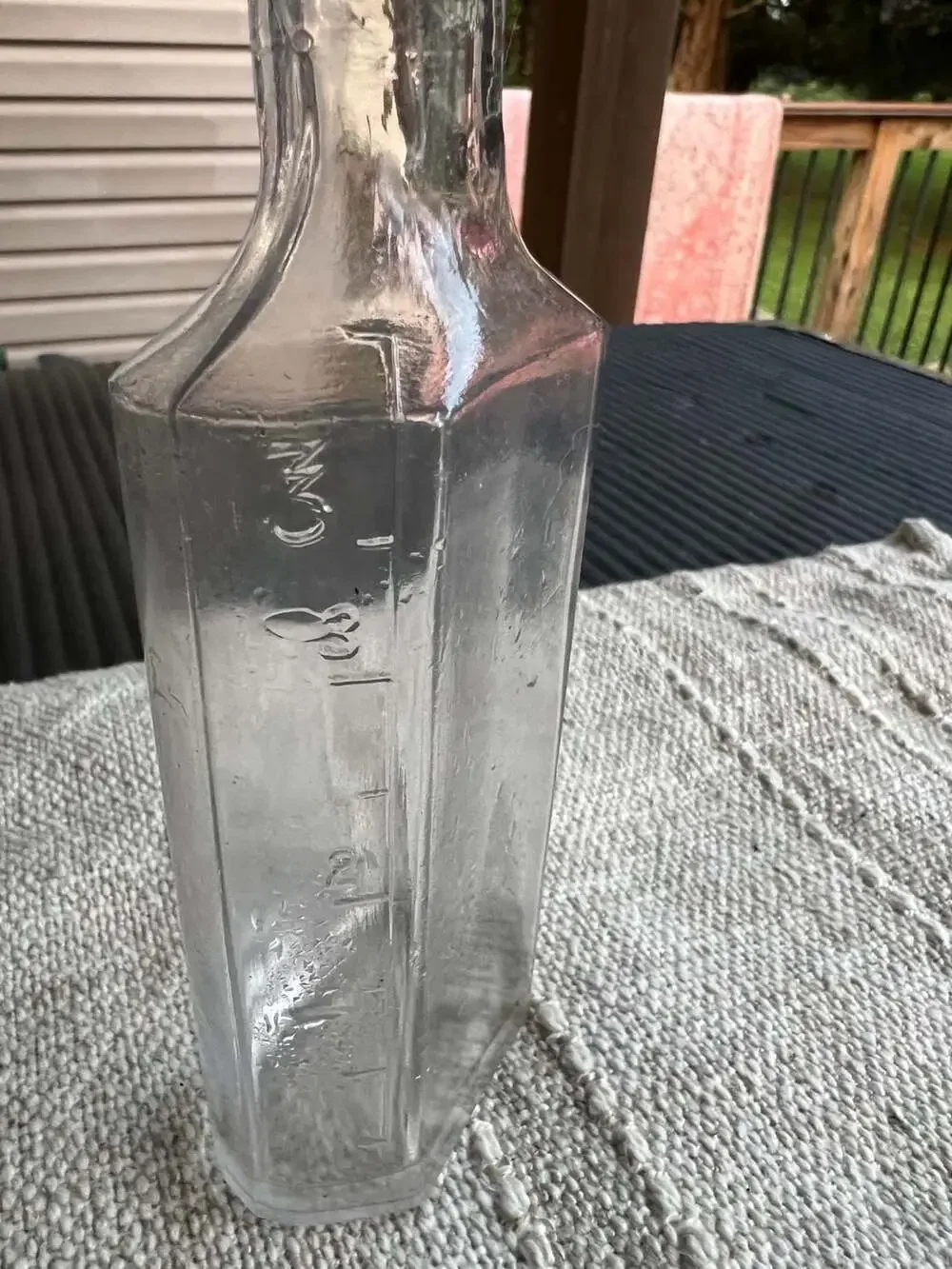 Vintage Graduated Clear Glass Apothecary Medicine Bottle with Embossed Measureme